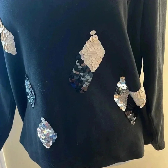 ❤️2/$40❤️[S]Vintage Chaus Petites WMN Black Pullover Sweater Diamond Sequins - Picture 3 of 5